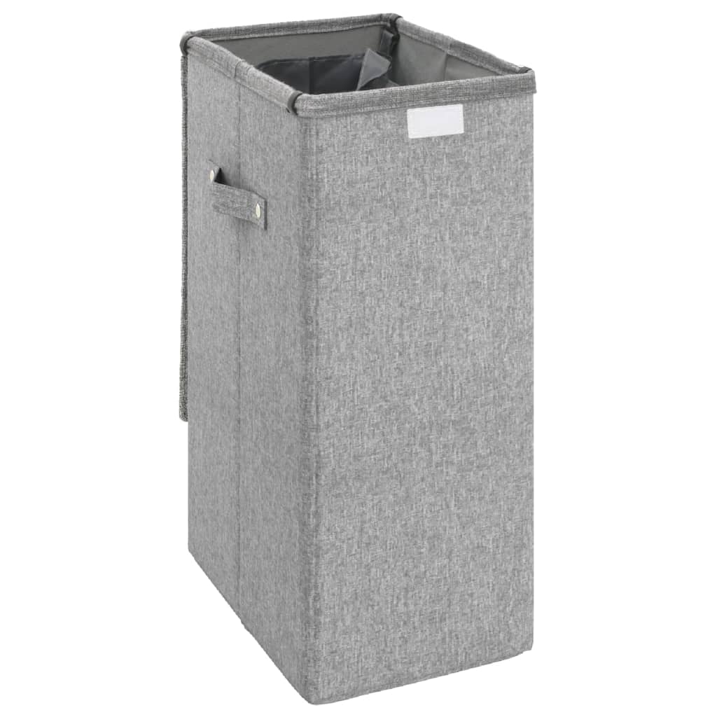 Cesto Biancheria Pieghevole Grigio 26x34,5x59,5 cm Lino Finto | homemem39