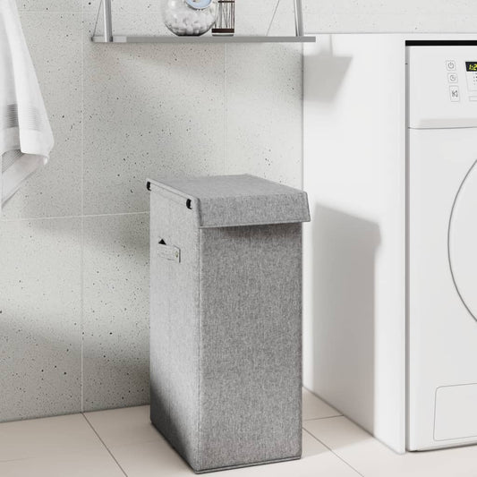 Cesto Biancheria Pieghevole Grigio 26x34,5x59,5 cm Lino Finto | homemem39