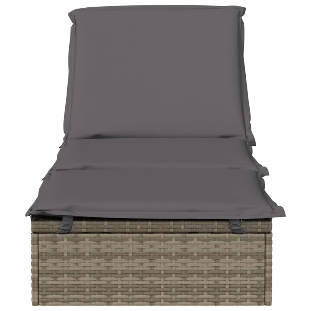 Lettino 1 pz con Cuscino Grigio 201x55x62 cm in Polyrattan - homemem39