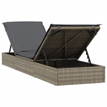Lettino 1 pz con Cuscino Grigio 201x55x62 cm in Polyrattan - homemem39