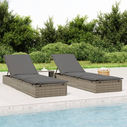 Lettino 1 pz con Cuscino Grigio 201x55x62 cm in Polyrattan - homemem39