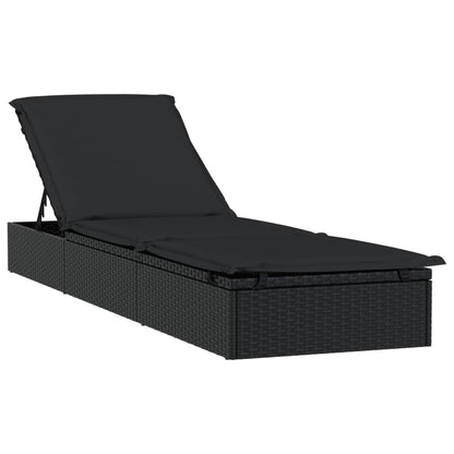 Lettino 1 pz con Cuscino Nero 201x55x62 cm in Polyrattan - homemem39