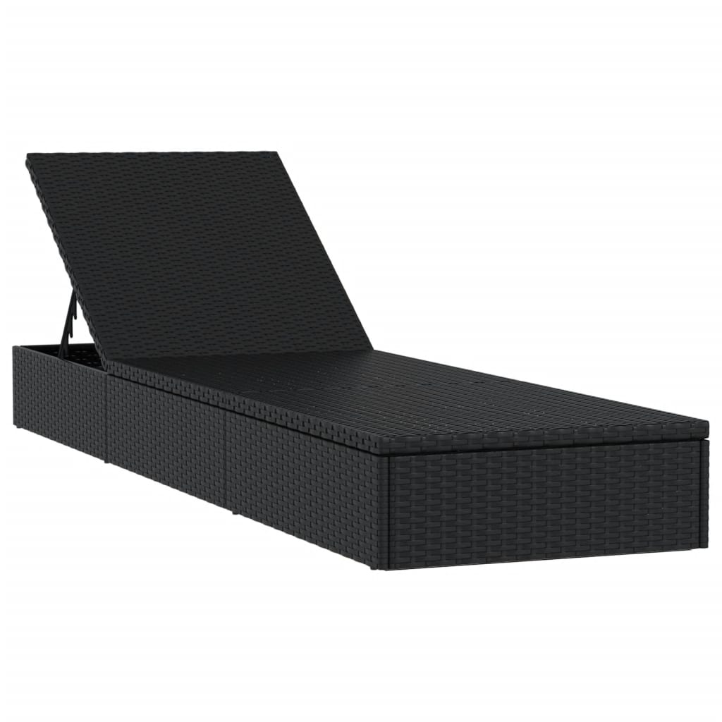 Lettino 1 pz con Cuscino Nero 201x55x62 cm in Polyrattan - homemem39
