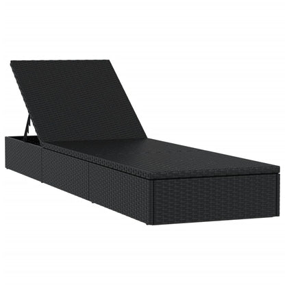 Lettino 1 pz con Cuscino Nero 201x55x62 cm in Polyrattan - homemem39