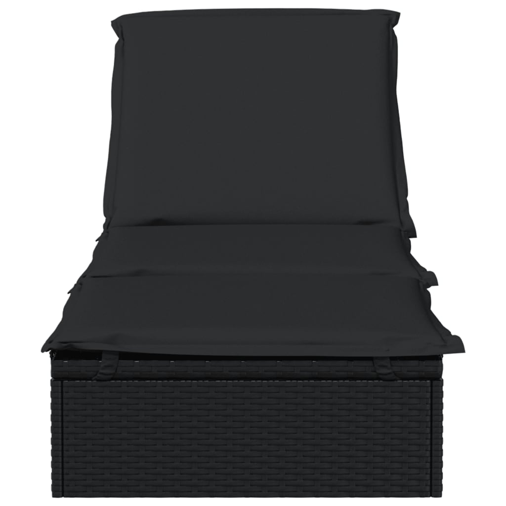 Lettino 1 pz con Cuscino Nero 201x55x62 cm in Polyrattan - homemem39