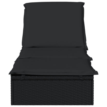 Lettino 1 pz con Cuscino Nero 201x55x62 cm in Polyrattan - homemem39