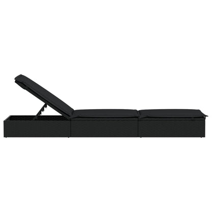 Lettino 1 pz con Cuscino Nero 201x55x62 cm in Polyrattan - homemem39