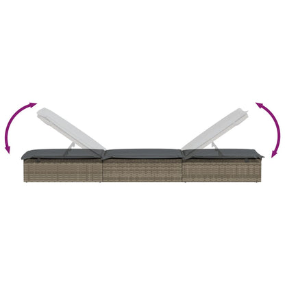 Lettino Prendisole 1 pz con Tavolino Grigio in Polyrattan - homemem39