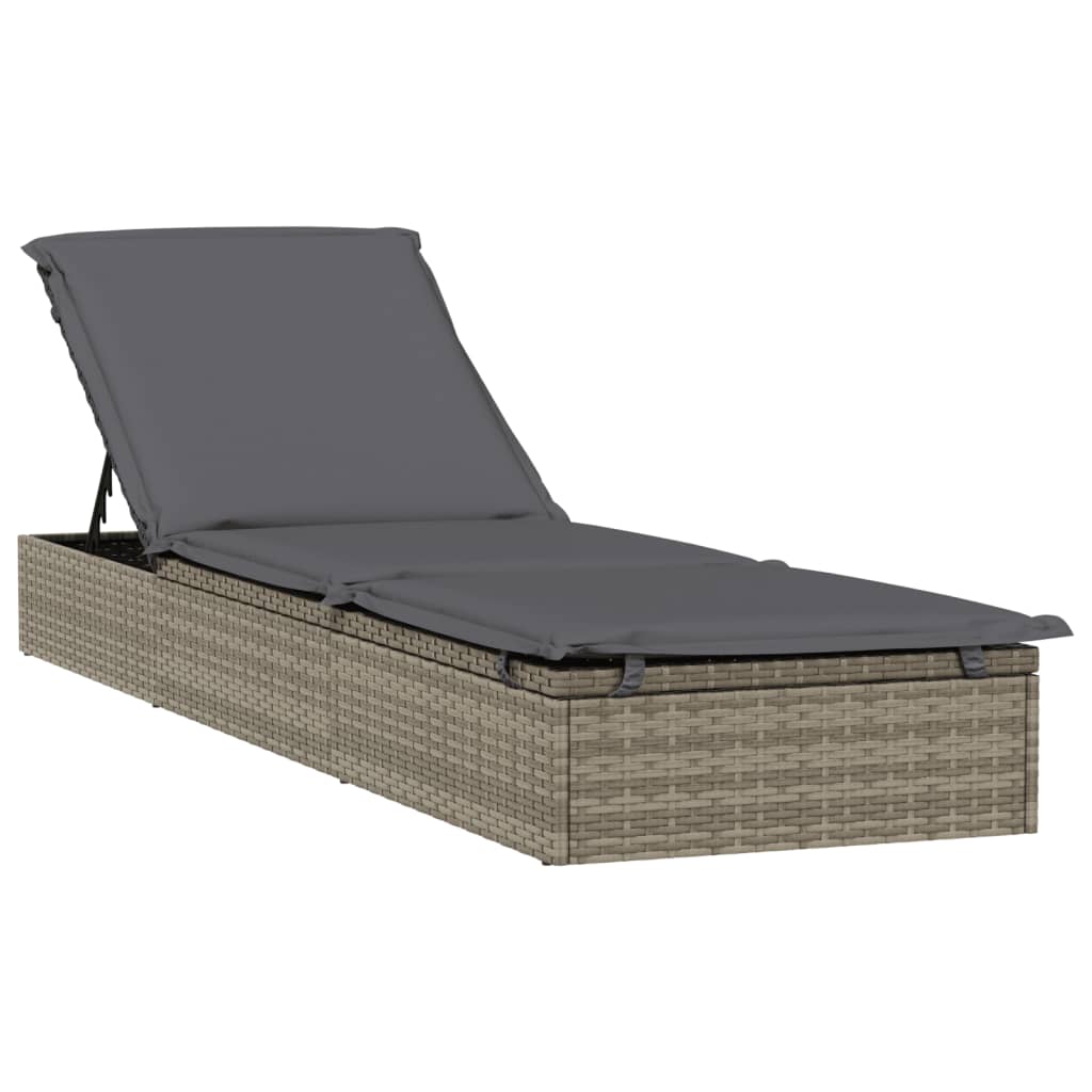 Lettini Prendisole 2pz con Tavolino Grigio in Polyrattan - homemem39