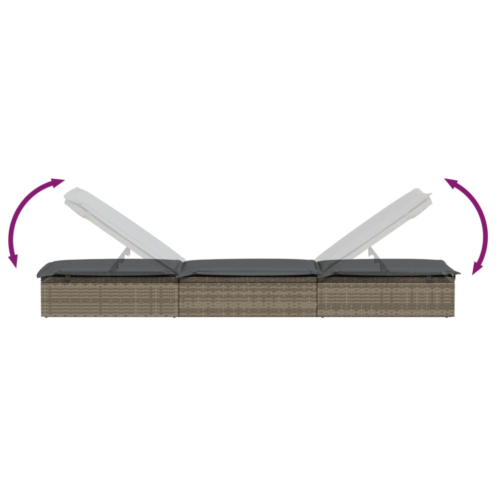 Lettini Prendisole 2pz con Tavolino Grigio in Polyrattan - homemem39