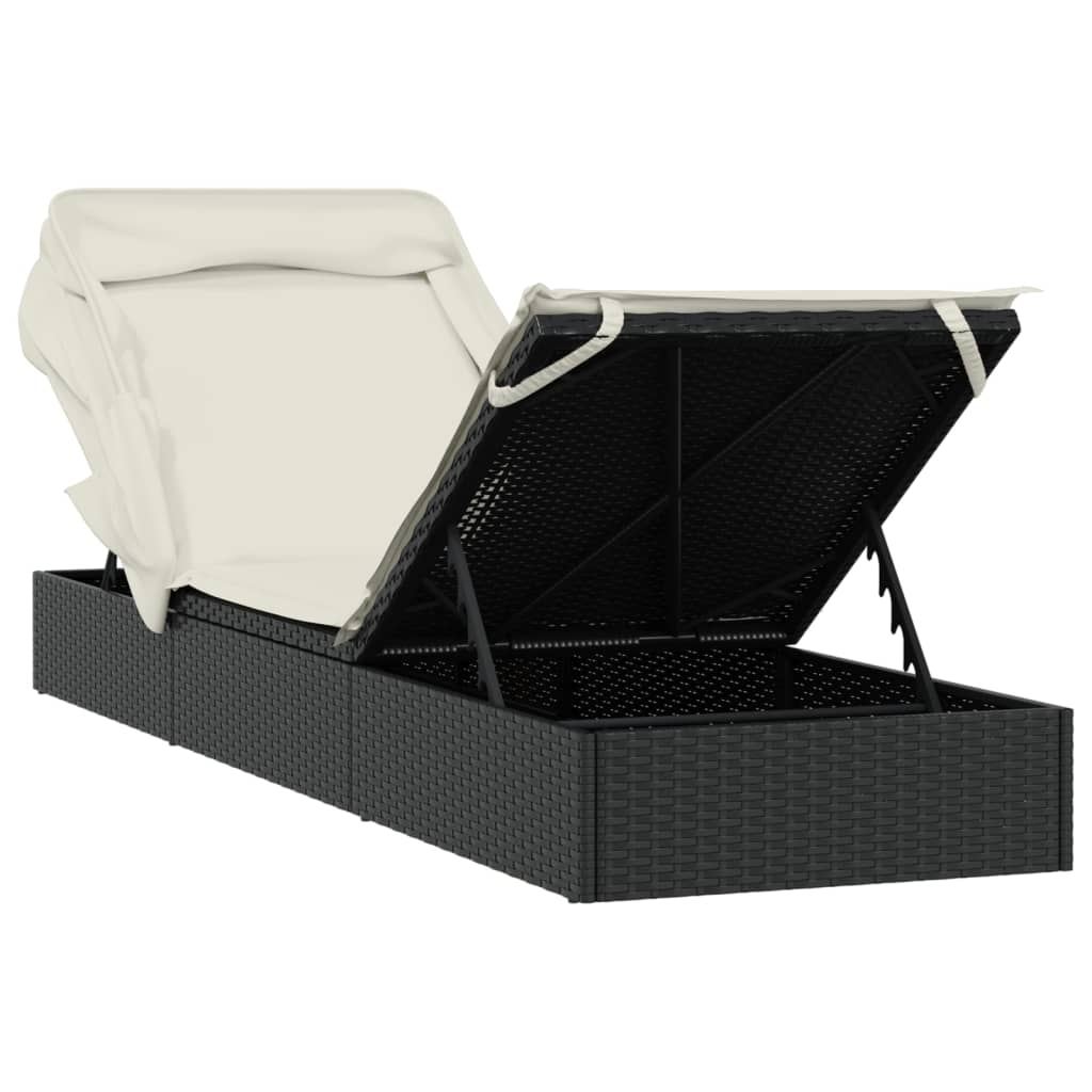 Cot with Black Folding Roof 213x63x97 cm Polyrattan