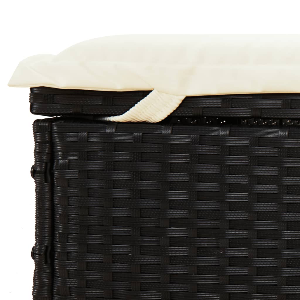 Lettino Prendisole 2 Persone con Cuscini Nero in Polyrattan | homemem39