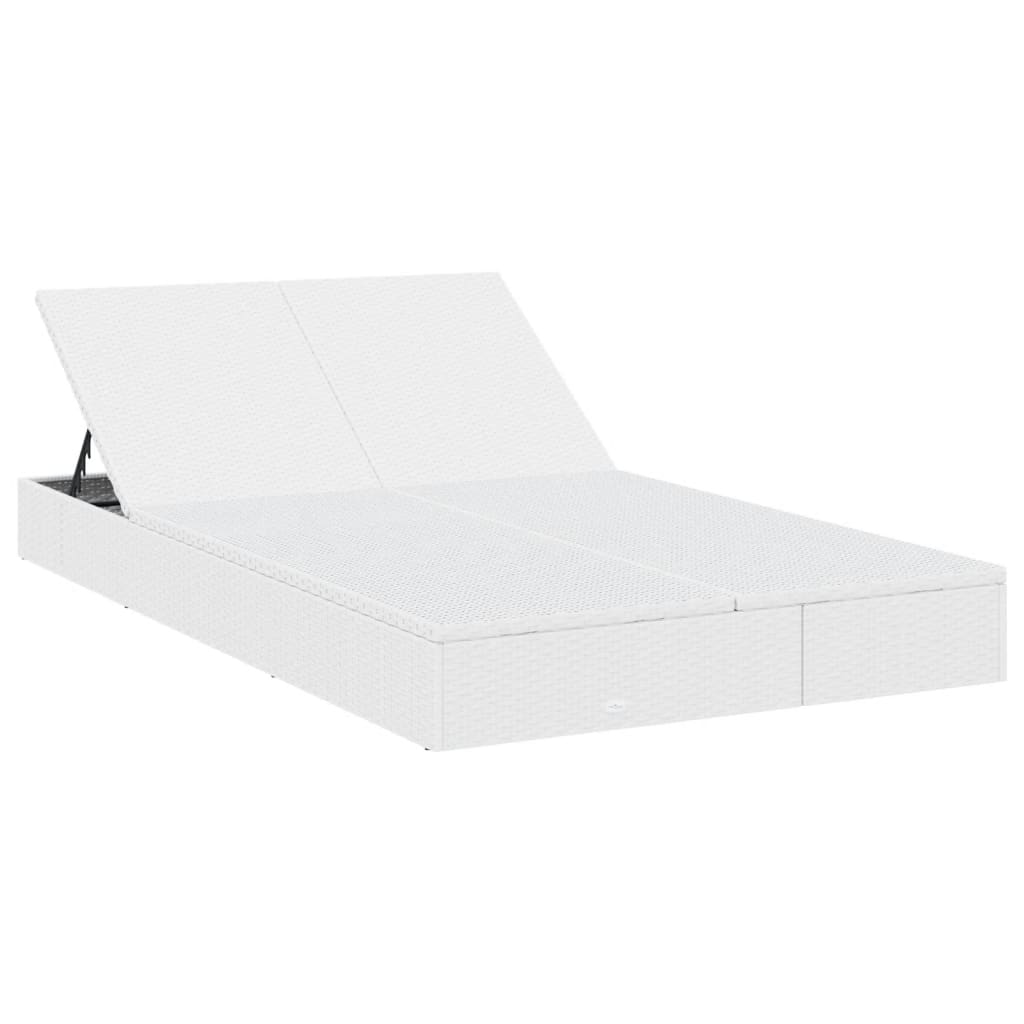 Lettino Prendisole 2 Persone con Cuscini Bianco in Polyrattan | homemem39
