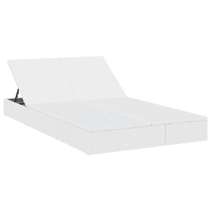 Lettino Prendisole 2 Persone con Cuscini Bianco in Polyrattan | homemem39