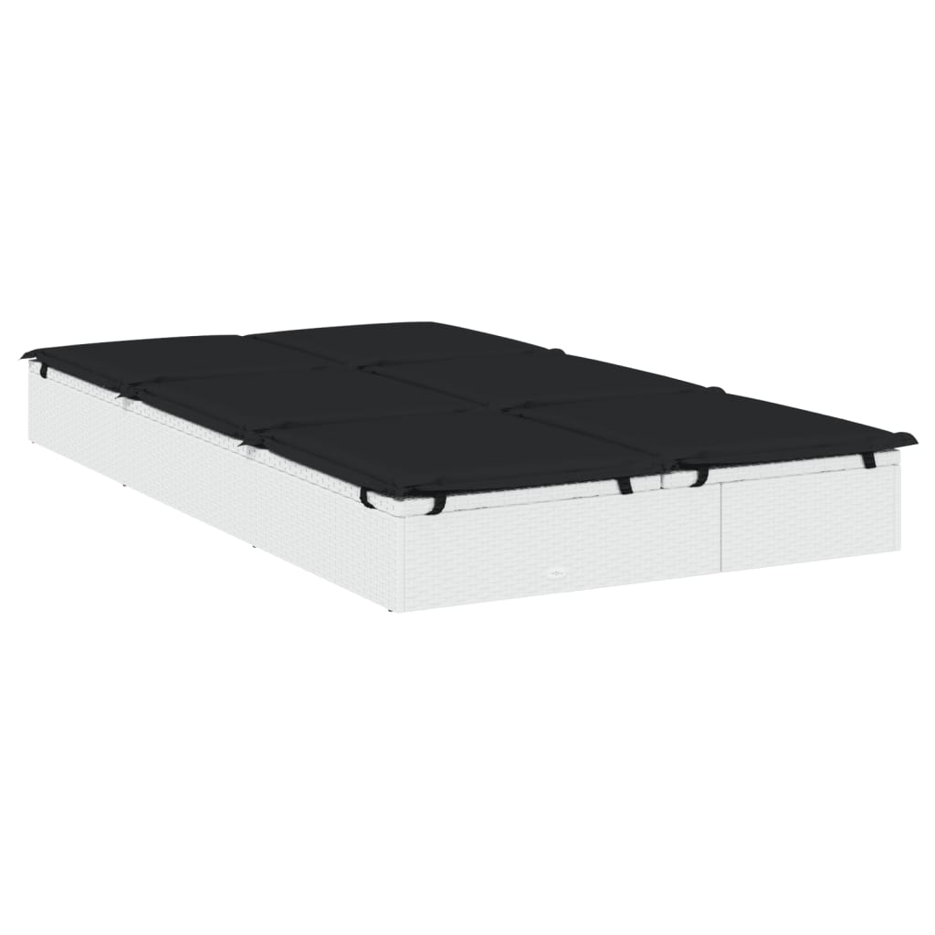 Lettino Prendisole 2 Persone con Cuscini Bianco in Polyrattan | homemem39