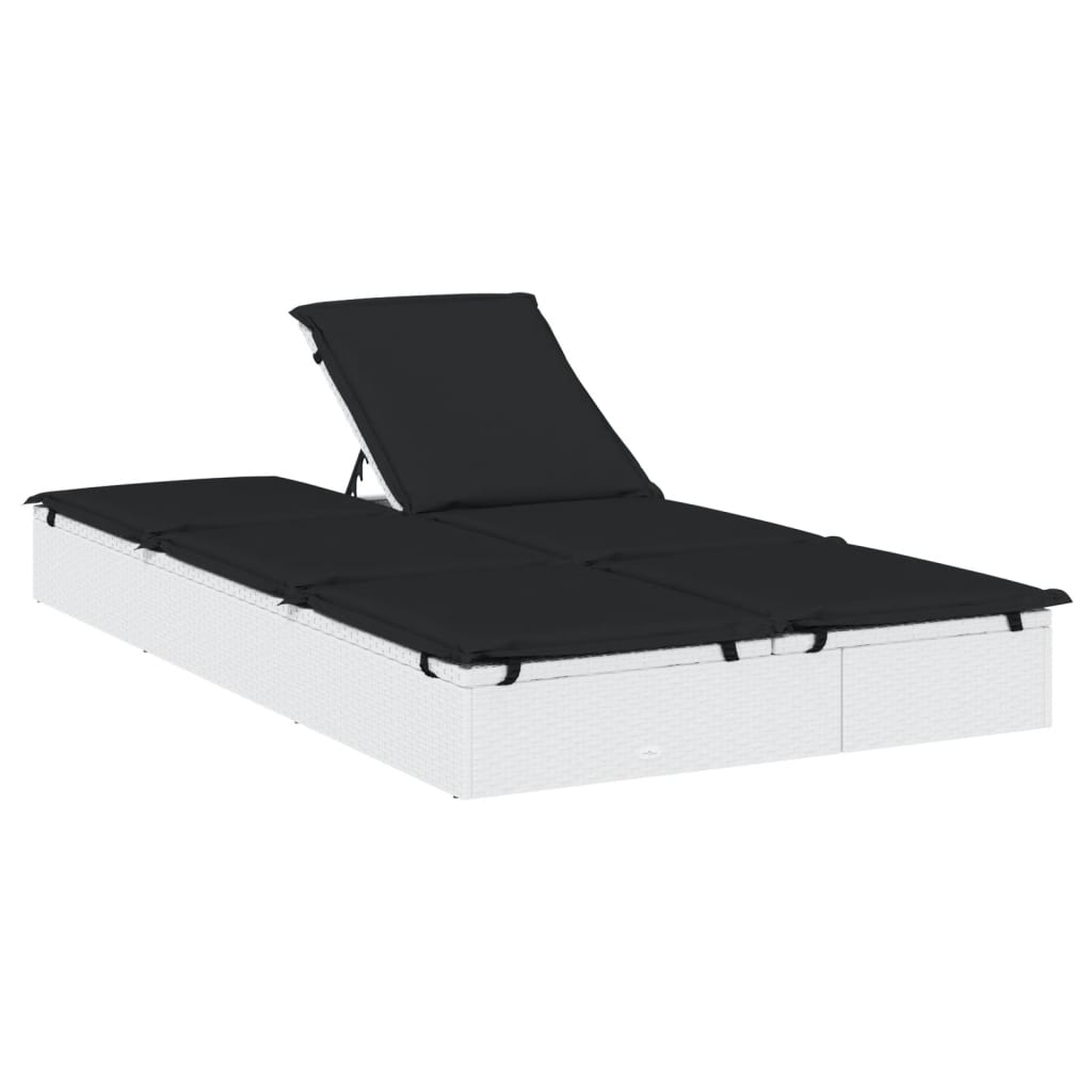 Lettino Prendisole 2 Persone con Cuscini Bianco in Polyrattan | homemem39