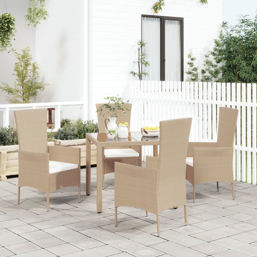 Sedie da Giardino con Cuscini 4 pz in Polyrattan Beige - homemem39