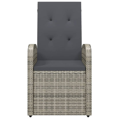 Reclining Garden Chairs with Cushions 2pcs Gray Polyrattan