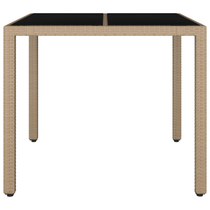Tavolo da Giardino Piano Vetro Beige Polyrattan Vetro Temperato - homemem39