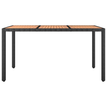 Tavolo da Giardino Piano Legno Nero Polyrattan Massello Acacia - homemem39