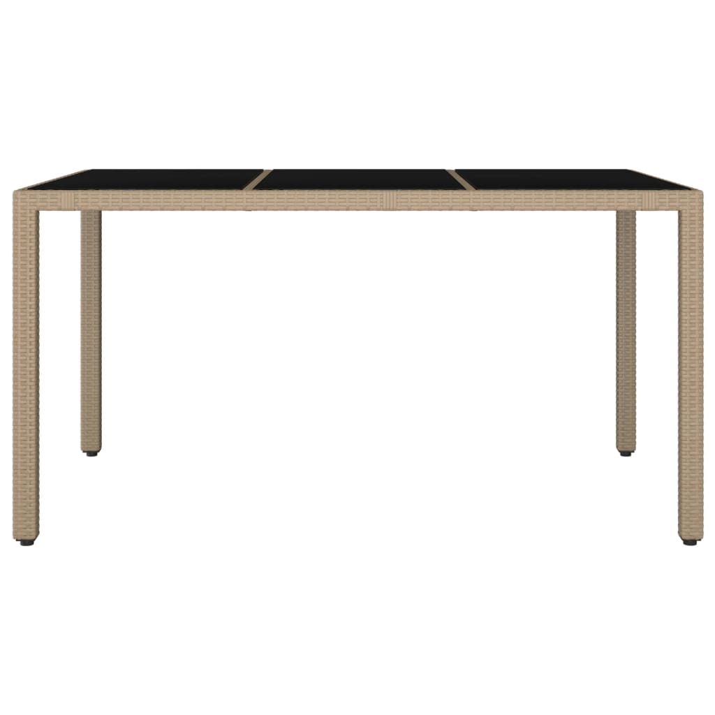Tavolo da Giardino Piano Vetro Beige Polyrattan Vetro Temperato - homemem39