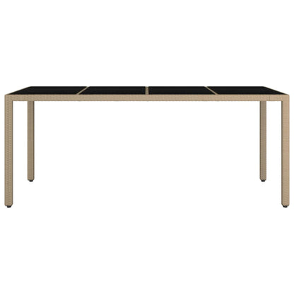Tavolo da Giardino Piano Vetro Beige Polyrattan Vetro Temperato - homemem39