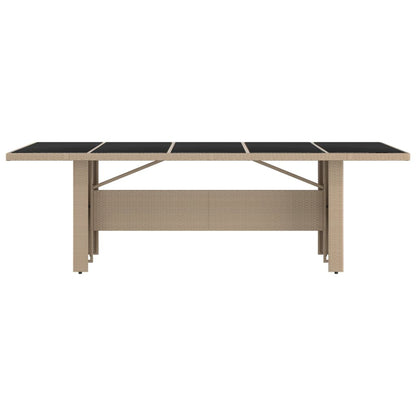 Tavolo da Giardino Piano Vetro Beige Polyrattan Vetro Temperato