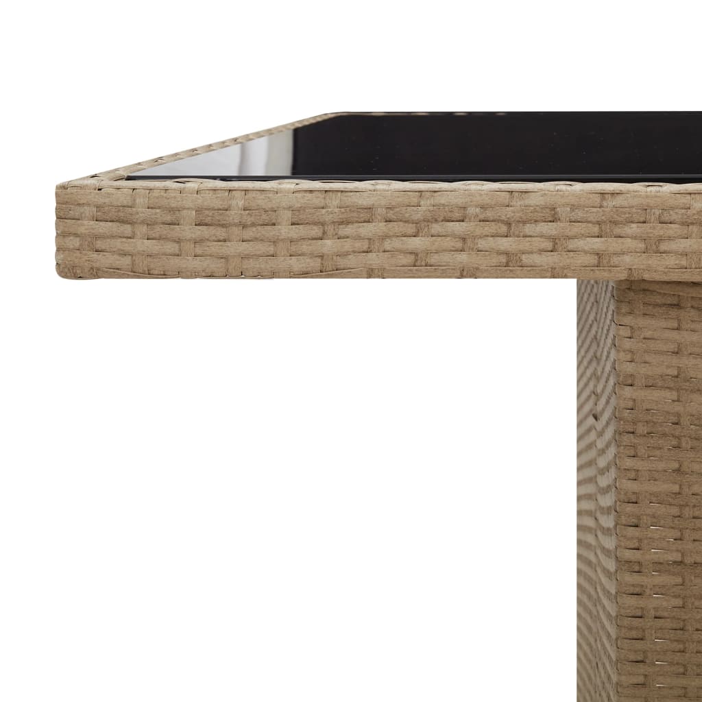 Tavolo da Giardino Piano Vetro Beige Polyrattan Vetro Temperato