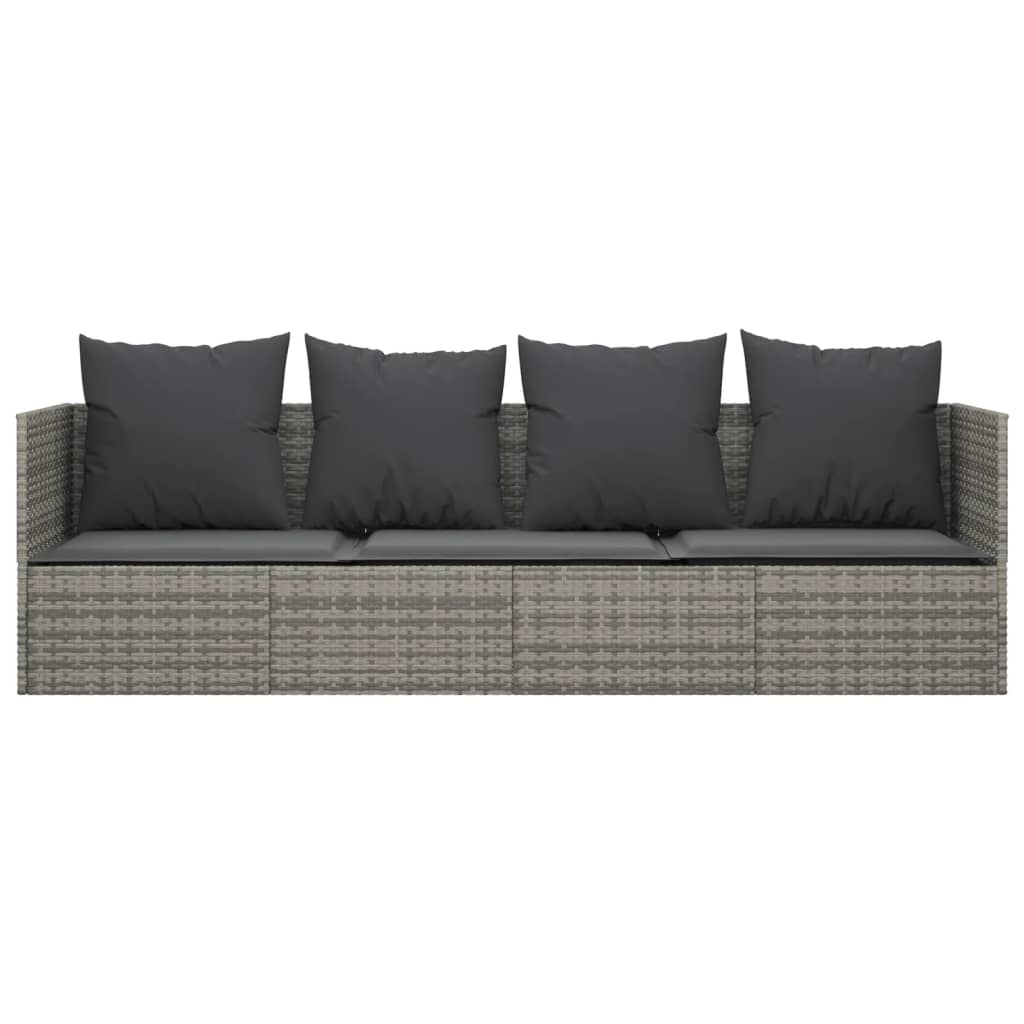 Outdoor Sun Lounger with Gray Polyrattan Cushions