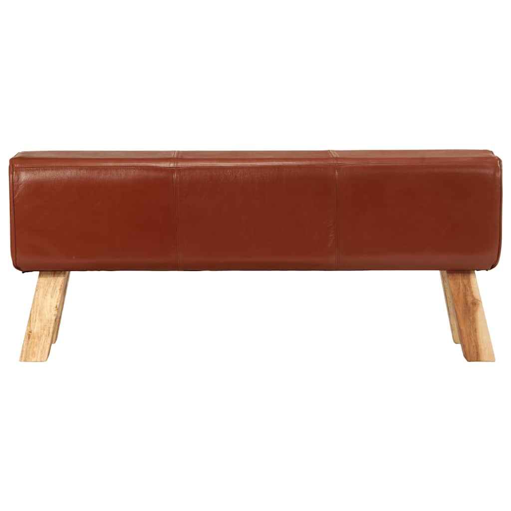 Panca Marrone 110 cm Vera Pelle Capra e Massello Mango