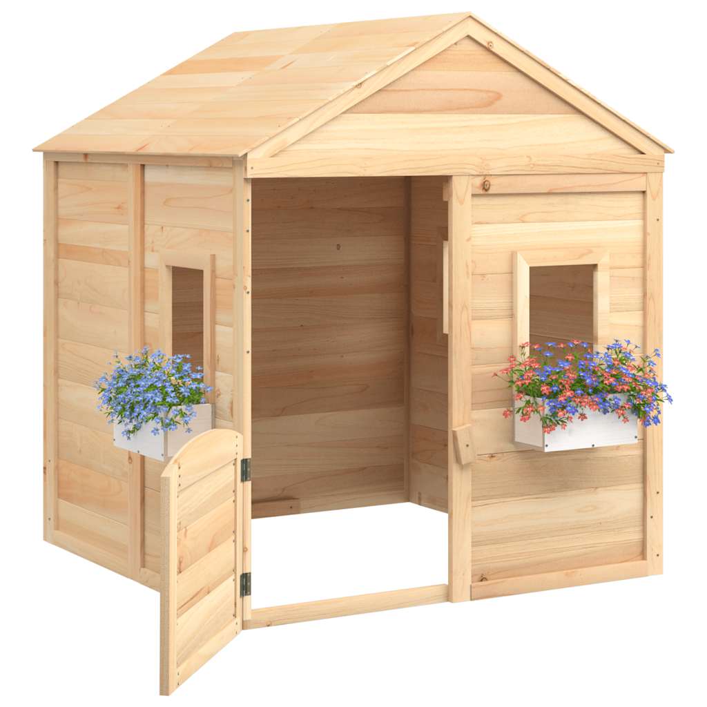 Casetta con Porta Chiudibile e Vasi Fiori Legno Massello Abete | homemem39