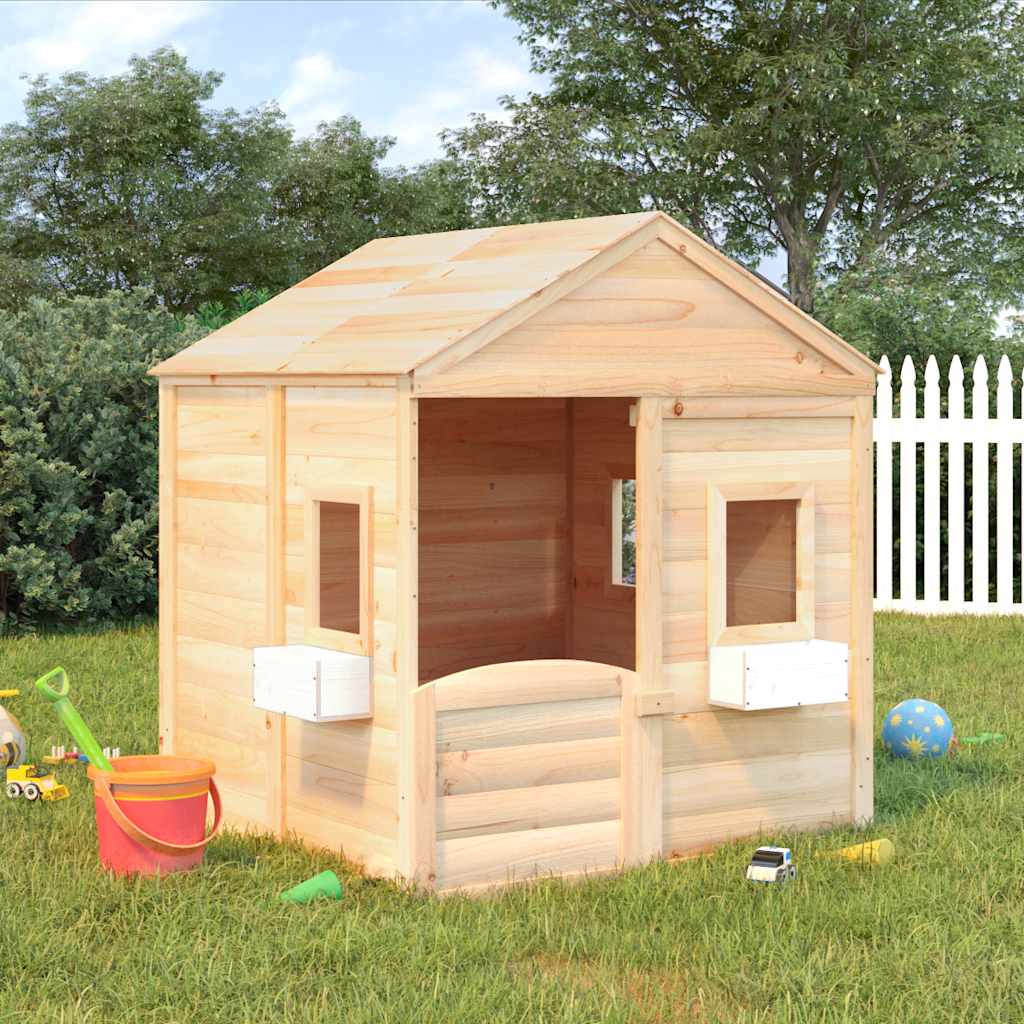 Casetta con Porta Chiudibile e Vasi Fiori Legno Massello Abete | homemem39