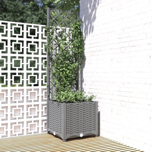 Fioriera da Giardino con Graticcio Grigio Chiaro 40x40x136cm PP - homemem39