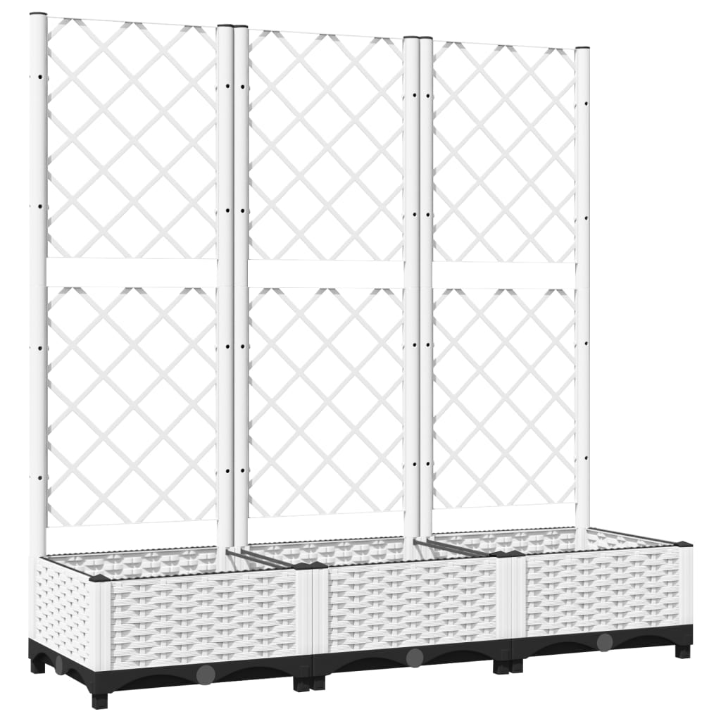 Fioriera da giardino con traliccio bianca 120x40x121,5 cm PP - homemem39