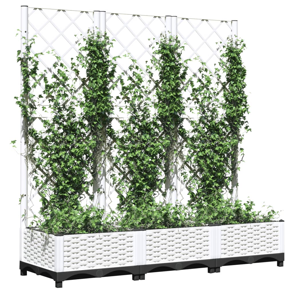 Fioriera da giardino con traliccio bianca 120x40x121,5 cm PP - homemem39