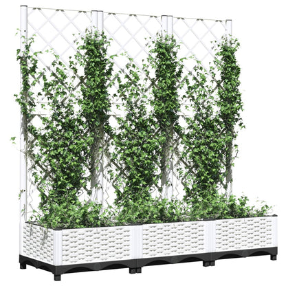 Fioriera da giardino con traliccio bianca 120x40x121,5 cm PP - homemem39