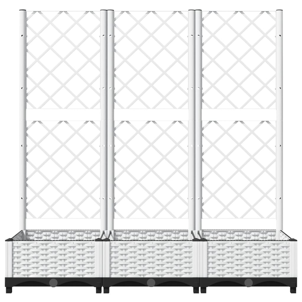 Fioriera da giardino con traliccio bianca 120x40x121,5 cm PP - homemem39