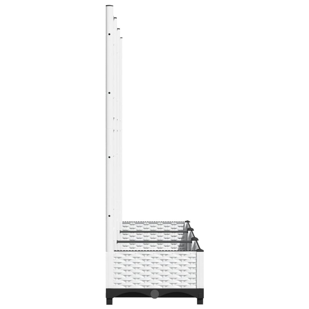 Fioriera da giardino con traliccio bianca 120x40x121,5 cm PP - homemem39