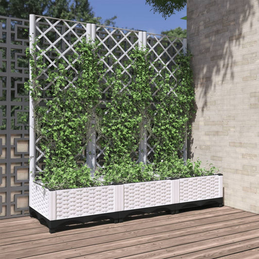 Fioriera da giardino con traliccio bianca 120x40x121,5 cm PP