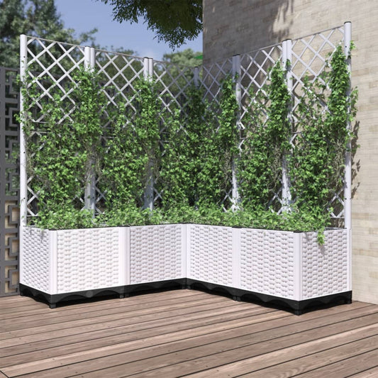 Fioriera da Giardino con Graticcio Bianco 120x120x136 cm PP - homemem39