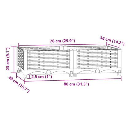 Fioriera Rialzata 80x40x23 cm in Polipropilene