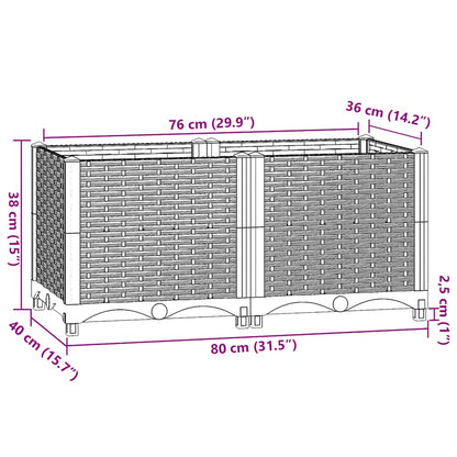 Fioriera Rialzata 80x40x38 cm in Polipropilene