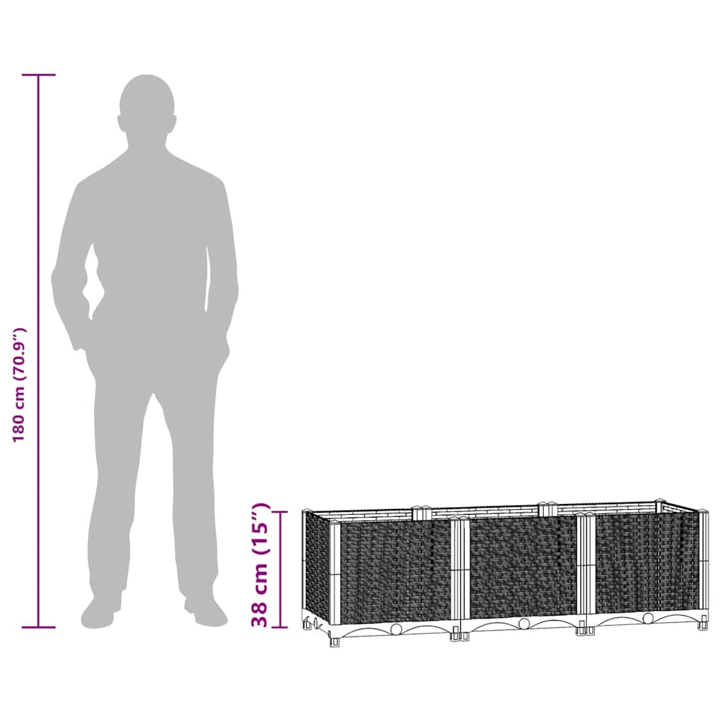 Fioriera Rialzata 120x40x38 cm in Polipropilene - homemem39