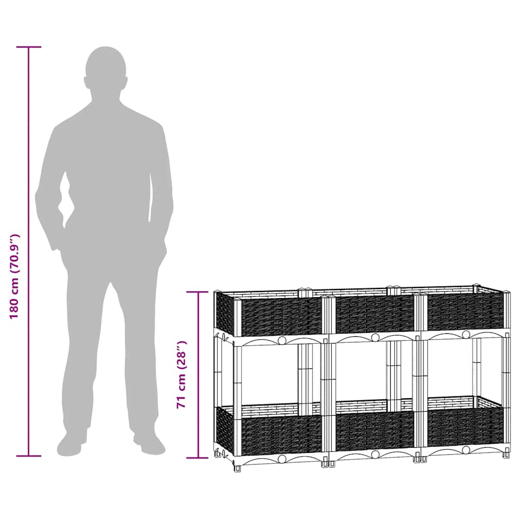 Fioriera Rialzata 120x40x71 cm in Polipropilene - homemem39