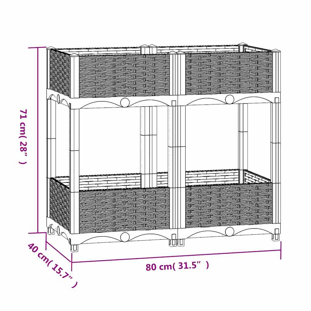 Fioriera Rialzata 80x40x71 cm in Polipropilene - homemem39