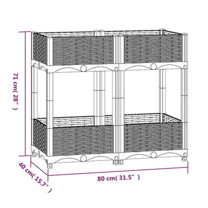 Fioriera Rialzata 80x40x71 cm in Polipropilene