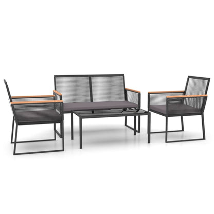 Set Mobili da Giardino 4 pz con Cuscini Nero in Acciaio | homemem39