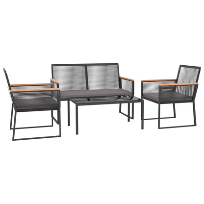 Set Mobili da Giardino 4 pz con Cuscini Nero in Acciaio | homemem39