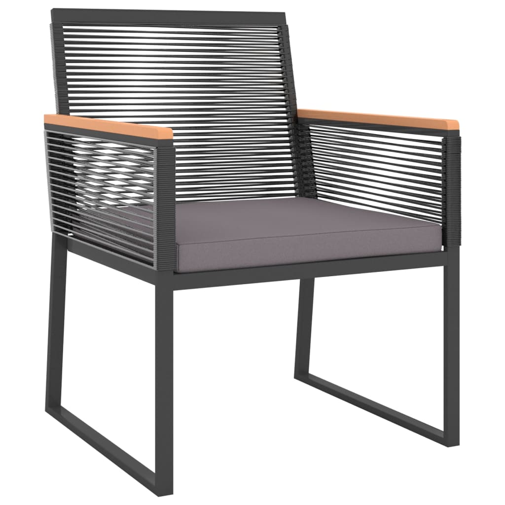 Set Mobili da Giardino 4 pz con Cuscini Nero in Acciaio | homemem39