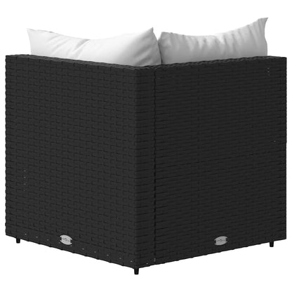 Divano Angolare da Giardino con Cuscini in Polyrattan Nero | homemem39